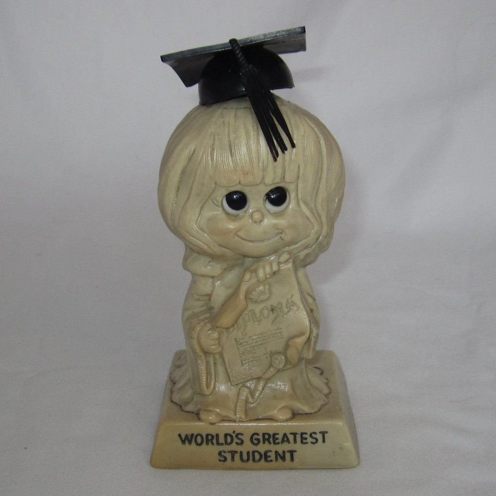 Graduation Figurine Girl "World's Greatest Student"  (c) R & W Berries Cos 1970